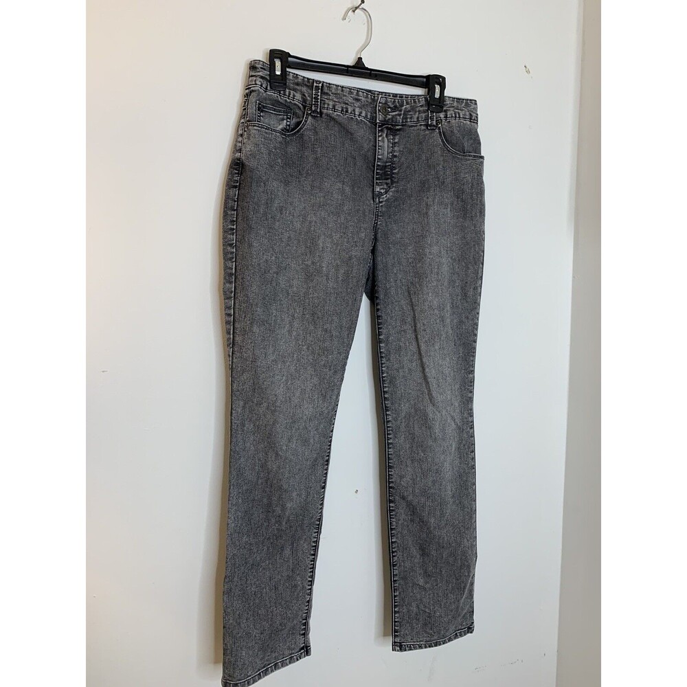 Chicos Jeans Womens 1.5 Medium Grey Platinum Denim Boot Leg 10 S (09)